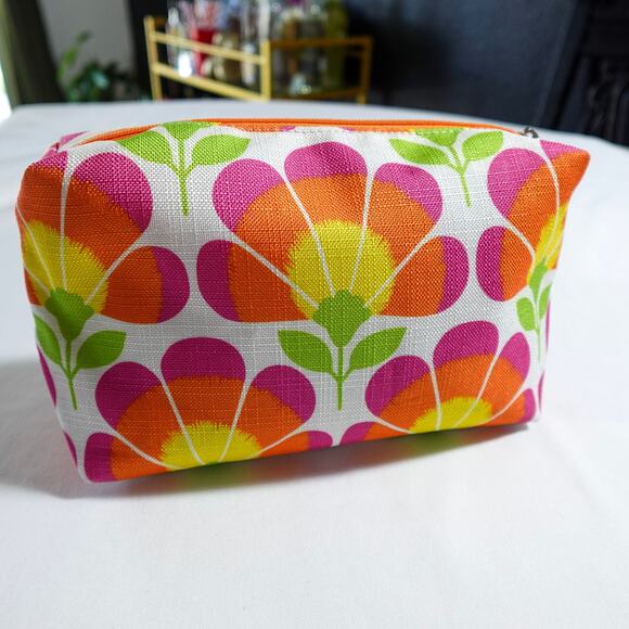 Marimekko x Clinique Set Cosmetic Bags Floral‎ Zip Top Pouches Green Pink Orange - Picture 9 of 11
